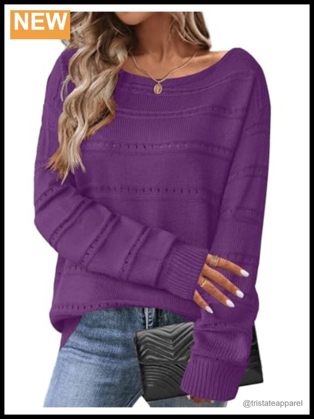 Off the Shoulder Crochet Knit Sweater Long Sleeve Hollow Out Pullover Top Womens